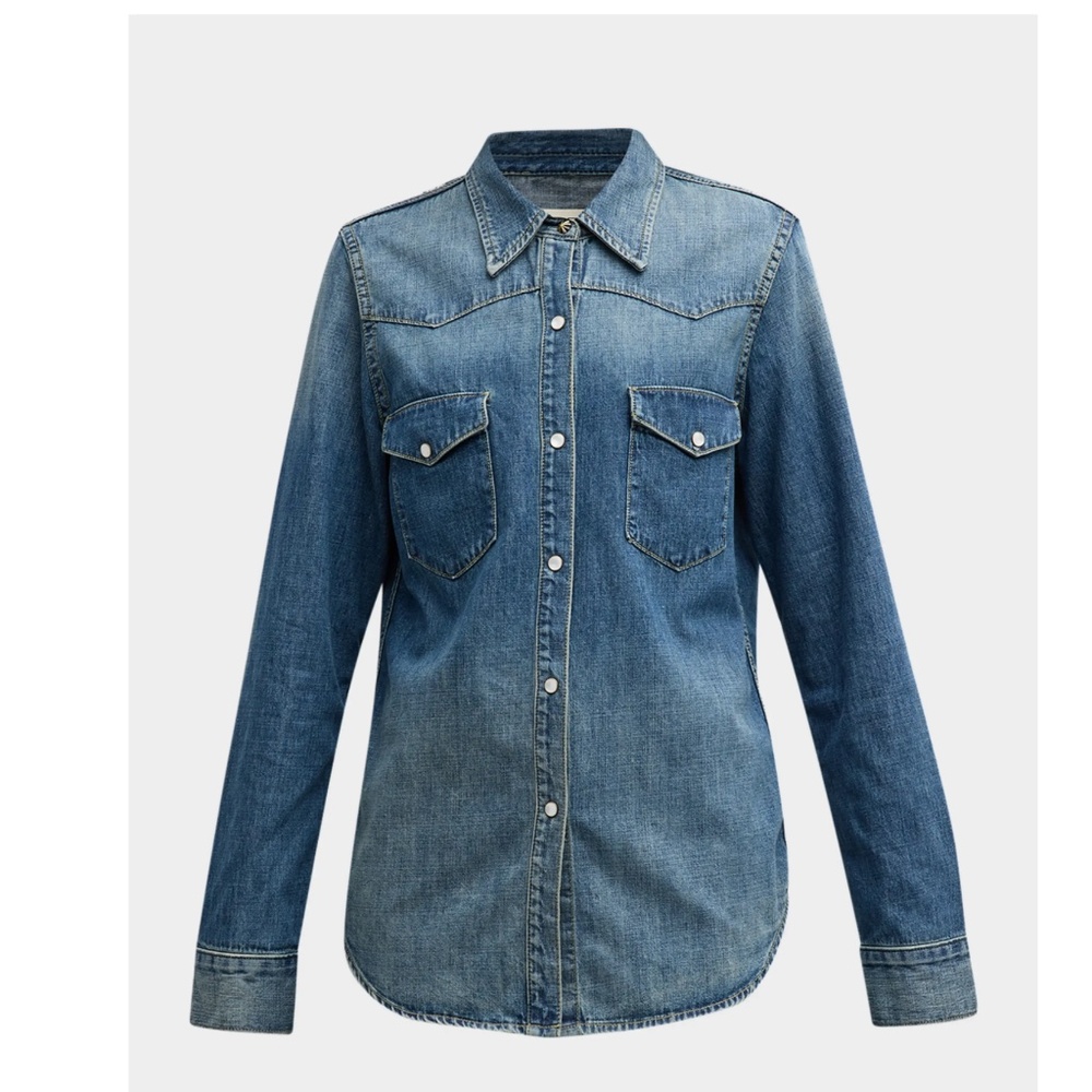 Nili Lotan Travis Denim Western Shirt S